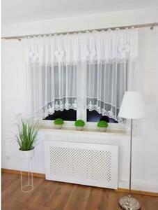 Firana gotowa 400x160 cm z biaÅymi kokardkami i haftem