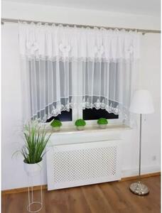 Firana gotowa 400x160 cm z biaÅymi kokardkami i haftem