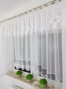 Firana gotowa 400x160 cm z biaÅymi kokardkami i haftem