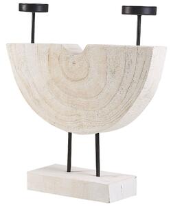 Świecznik rustykalny drewno paulowni stojak ręcznie wykonany 2 podgrzewacze biały Apango Beliani