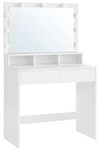 SongmicsHome Toaletka VANESA z dużym lustrem i oświetleniem, 80x40x140 cm, biała