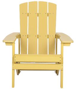 Krzesło imitacja drewna ogrodowe na ganek z podłokietnikami i podnóżkiem zółte Adirondack Beliani