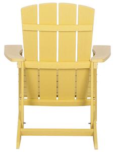 Krzesło imitacja drewna ogrodowe na ganek z podłokietnikami i podnóżkiem zółte Adirondack Beliani