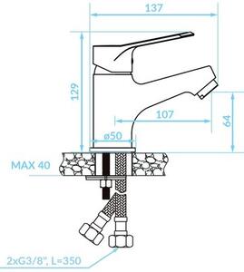 Bateria umywalkowa KUCHINOX Atez BTK 022D Chrom