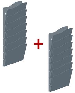 Uchwyt ścienny na ulotki 1+1 GRATIS, 7 kieszeni, srebrny