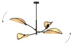 Lotus 4 Black/Rattan 1108/4 Lampa Sufitowa Żyrandol Oryginalny Design Abażury