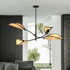 Lotus 4 Black/Rattan 1108/4 Lampa Sufitowa Żyrandol Oryginalny Design Abażury