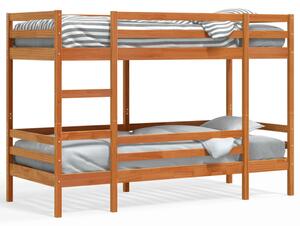 Łóżko piętrowe, woskowy brąz, 75x190 cm, lite drewno sosnowe