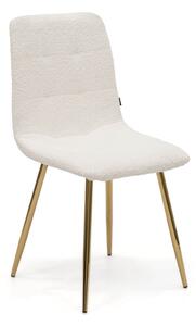 MebleMWM Krzesło DC-6401 | Boucle | Biały #7 | złote nogi