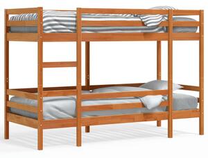 Łóżko piętrowe, woskowy brąz, 90x190 cm, lite drewno sosnowe