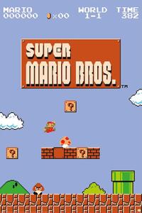 Plakat, Obraz Super Mario Bros - World 1-1, (61 x 91.5 cm)