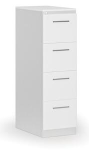 Kartoteka metalowa PRIMO z drewnianym frontem A4, 4 szuflady, biały/biały