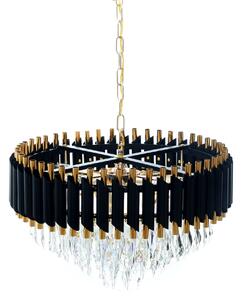 Lumina Deco Klasyczny Żyrandol Kryształowy Czarno-Złoty Mazini D50