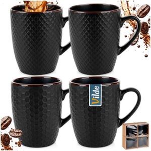 Kubki ceramiczne czarne 400 ml 4 szt