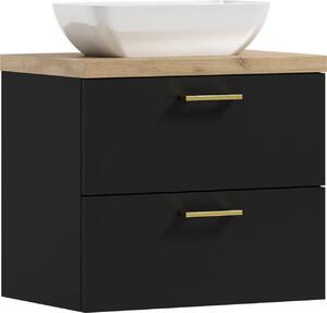 Meble ADK | Szafka wiszca, 53,2 x 50,5 x 40,6 cm, czarna, z umywalk, LUNA 60
