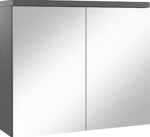 Szafka azienkowa z lustrem Toledo 80 x 60 cm, czarna matowa – szafka azienkowa z lustrem i 2 drzwiami