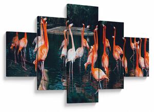 Obraz stada flamingów (125x70 cm)