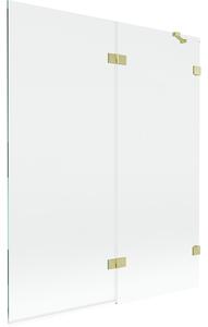 Mexen Lunar parawan nawannowy 2-skrzydłowy prawy 140 x 150 cm, transparent, złoty szczotkowany - 897-140-100-55-00-P