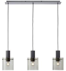 Nowoczesna lampa sufitowa, 3 szklane klosze z ryflowaniem