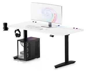 Biurko gamingowe RGB z regulacją wysokości Diablo X-Forge, 160x70 cm, biało-czarne