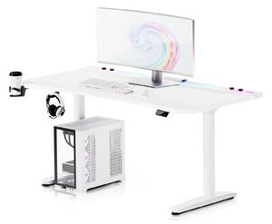 Biurko gamingowe RGB z regulacją wysokości Diablo X-Forge, 160x70 cm, białe