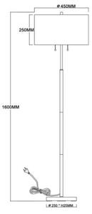 Lampa stojąca podłogowa klasyczna biała owalny abażur włączniki na łańcuszkach 2xE27 15W FOGO Light Prestige