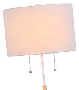 Lampa stojąca podłogowa klasyczna biała owalny abażur włączniki na łańcuszkach 2xE27 15W FOGO Light Prestige