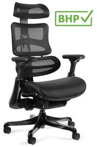 Fotel biurowy z siatki Ergothrone Black Gun, zgodny z normą BHP