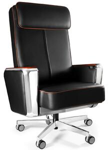 Skórzany fotel biurowy z regulowanym zagłówkiem Regent