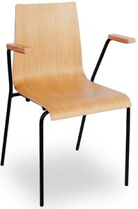 Drewniane krzesło konferencyjne naturalny + czarny - Gixo 4X