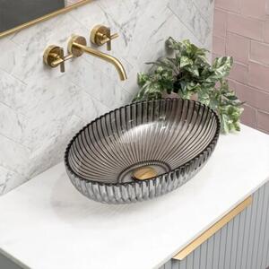 Umywalka nablatowa HYDROSAN BRILLANT3-BL-PL-510 Owalny Czarno - Platynowy połysk