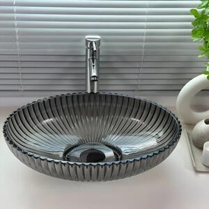 Umywalka nablatowa HYDROSAN BRILLANT3-BL-PL-510 Owalny Czarno - Platynowy połysk