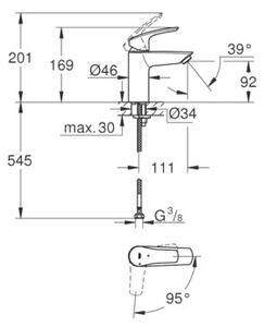 Bateria umywalkowa GROHE Eurosmart S 23974003 Chrom