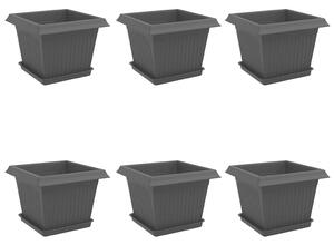 Doniczki 6 pcs Czarny 23 x 23 x 17,5 cm Z tworzywa sztucznego