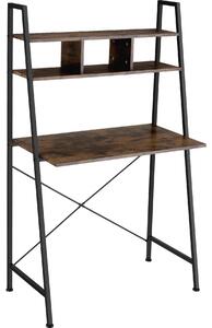 Tectake biurko exeter 85,5x46,5x140cm - drewno industrialne ciemne, rustykalne