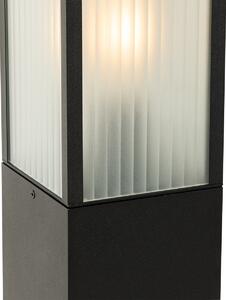 Zewnetrzna Stojąca lampa zewnętrzna czarna z żebrowanym szkłem 80 cm IP44 - Charlois Oswietlenie zewnetrzne