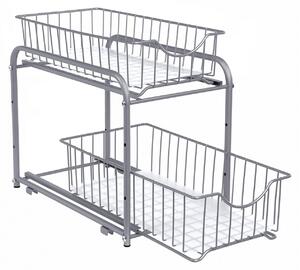 Organizer kuchenny 21x36,5 metalowy z wysuwanymi koszami dwupoziomowy