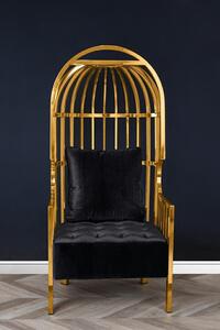 Fotel Lord Złoty - Poduszka Czarny Velvet