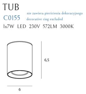 Lampa Sufitowa Tub Kwadrat Czarny C0212 + Pierścień Ozdobny Maxlight