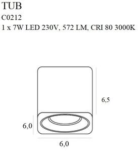 Lampa Sufitowa Tub Kwadrat Czarny C0212 + Pierścień Ozdobny Maxlight