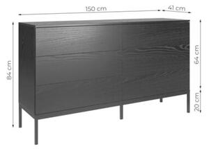Komoda KRON 6S 150cm czarny dÄ b