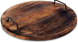 Taca do serwowania drewniana z uchwytami 39 cm
