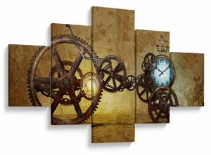 Obraz starych mechanizmów zegarowych (125x70 cm)