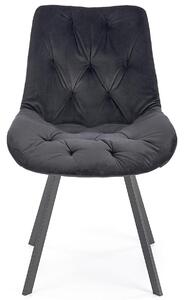 Czarne metalowe krzesło z obrotowym welwetowym siedziskiem - Blubell