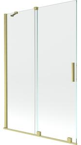 Mexen Velar parawan nawannowy 2-skrzydłowy rozsuwany 120 x 150 cm, transparent, złoty szczotkowany - 896-120-000-01-55
