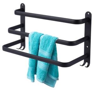 Wieszak na ręczniki aluminiowy czarny 40 cm