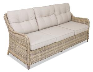 Trzyosobowa sofa z technorattanu Toledo beżowa Garden Point