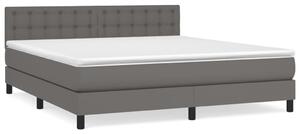 Łóżko kontynentalne z materacem, szare, ekoskóra 160x200 cm