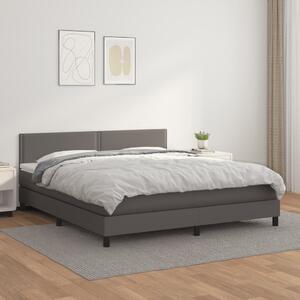 Łóżko kontynentalne z materacem, szare, ekoskóra 160x200 cm