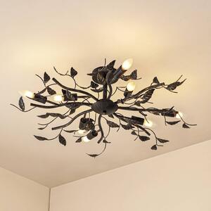 Lampa sufitowa Yos Lindby, możliwość ściemniania, czarny, sypialnia, metal, florentyński